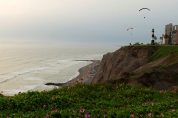 Tourists paragliding, av de la aviacion, miraflores district, lima province, peru